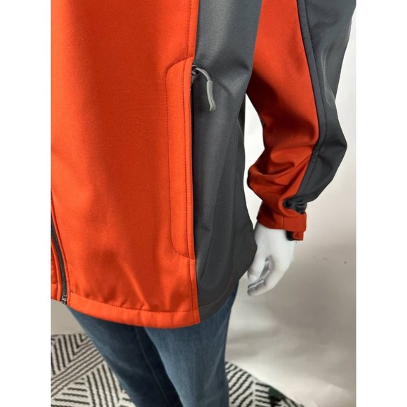 Free Tech Mens Softshell Jacket Orange Black Color Block Pockets Full Zip L - Picture 3 of 11